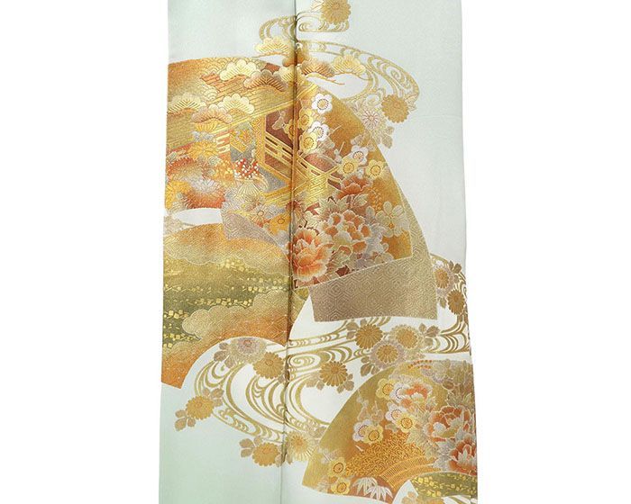 色留袖 正絹 金彩友禅 和田光正作 身丈164cm 裄丈66.5cm 丸に