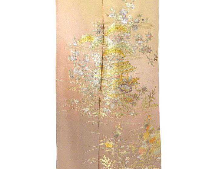 色留袖 未使用 正絹 金彩友禅 和田光正作 身丈160.5cm 裄丈66.5cm 下り