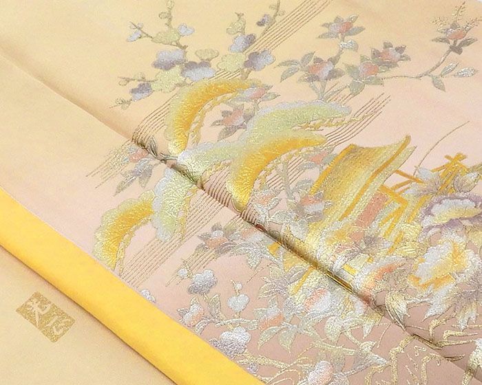 色留袖 未使用 正絹 金彩友禅 和田光正作 身丈160.5cm 裄丈66.5cm 下り