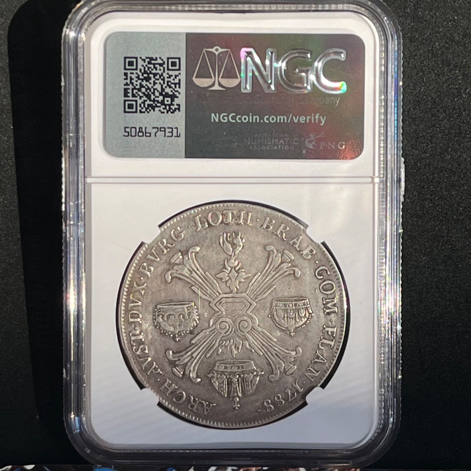 銀貨 1788年 オーストリア領ネーデルラント 1クルツァー Kronenthaler ヨーゼフ2世 NGC VF DETAILS Cleaned 872