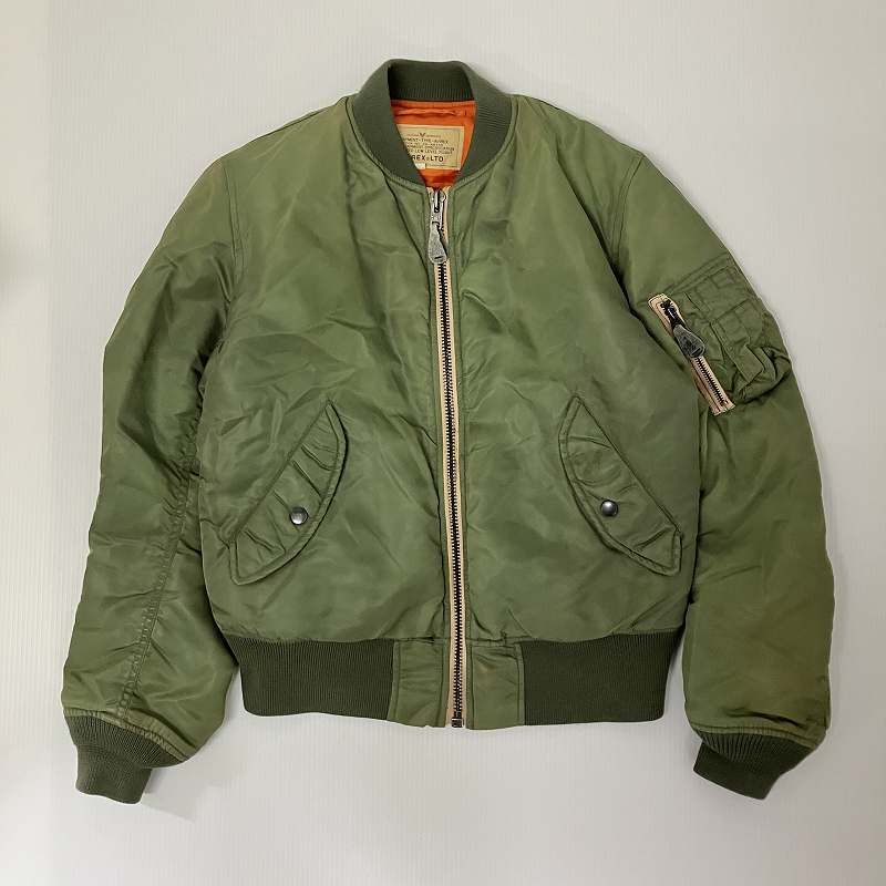 AVIREX アヴィレックス ナイロンジャケット MA 1 フライトジャケット ブルゾン アウター カーキ Sサイズ メンズ 古着 0 9 kg