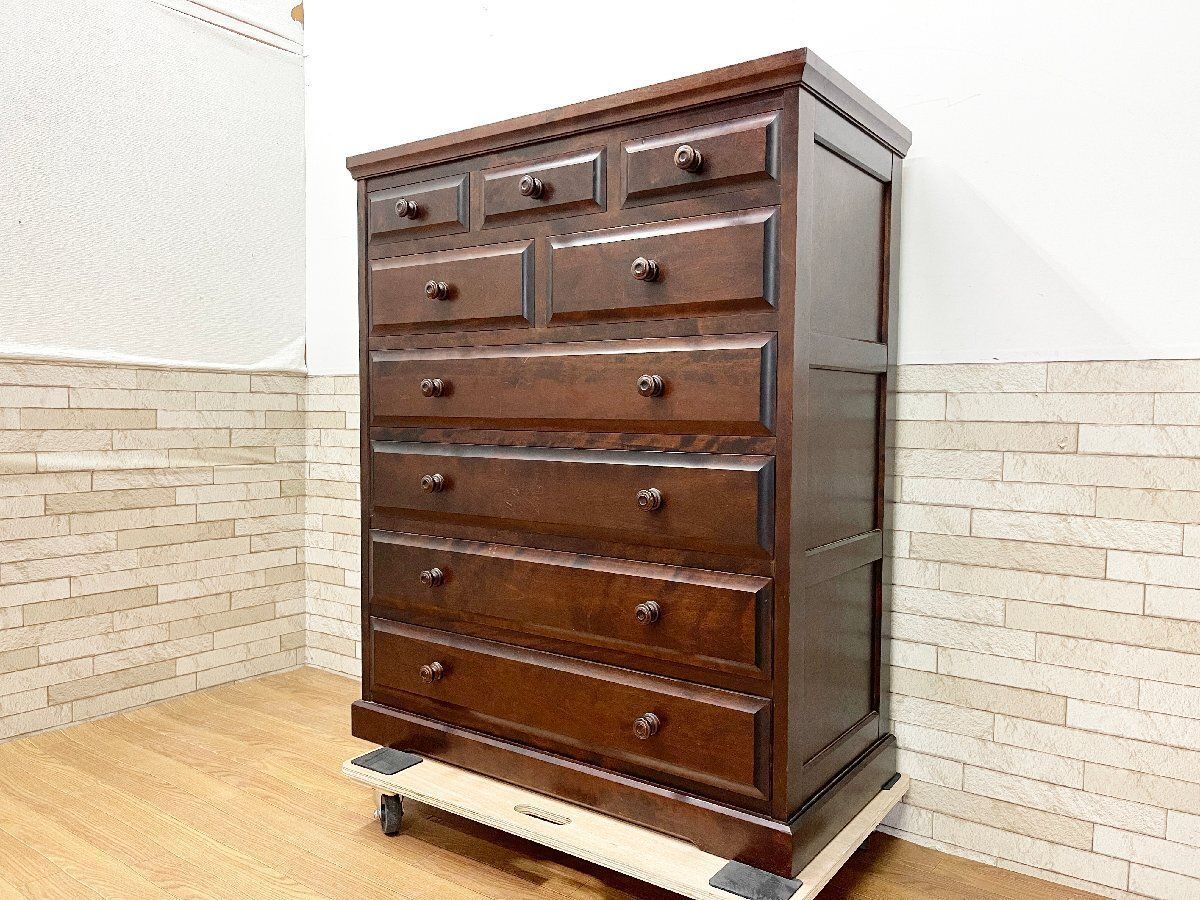 民芸家具 6段チェスト HM 533 洋服箪笥 整理箪笥 タンス 収納家具 樺材 和モダン 和家具 定価約33万 畑1219