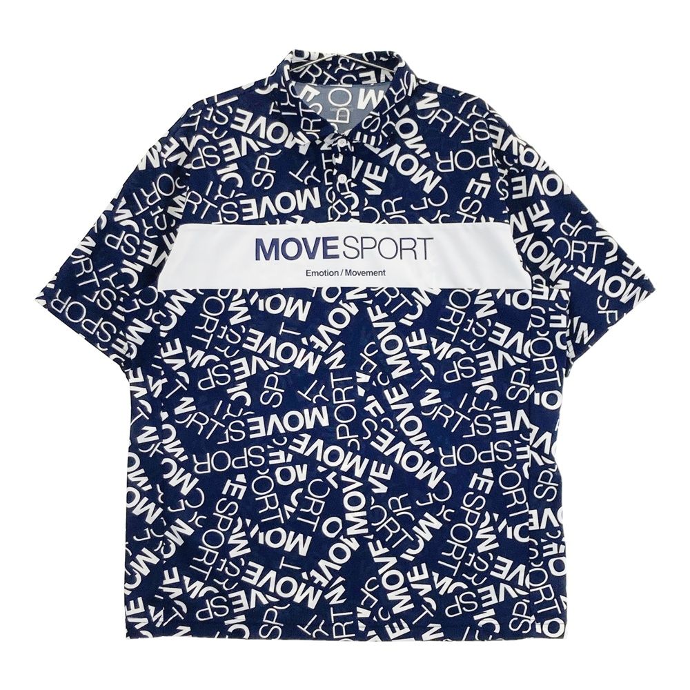 DESCENTE デサント 2024年モデル 半袖ポロシャツ 総柄 ネイビー系 XO