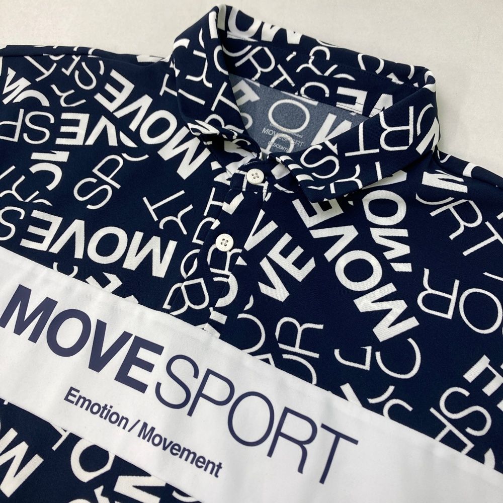 DESCENTE デサント 2024年モデル 半袖ポロシャツ 総柄 ネイビー系 XO