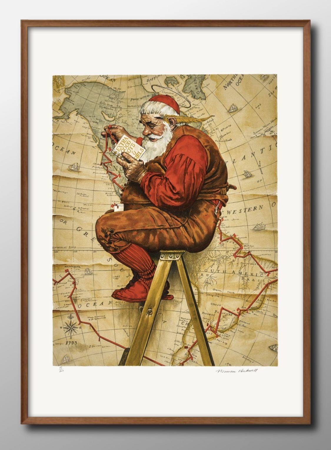 15529ノーマン ロックウェル Xmas クリスマス サンタクロース A3