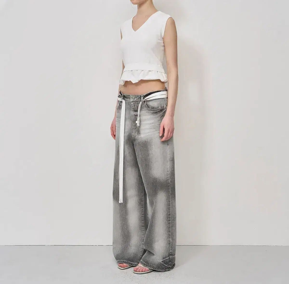 LCDC TM ハンドブラッシュド WIDE LEG デニム