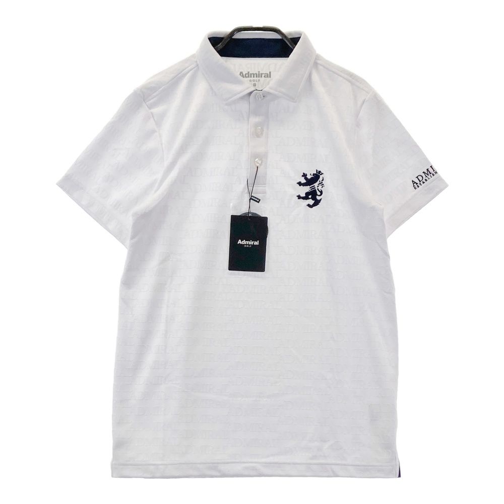 サイズ M ADMIRAL アドミラル モデル 半袖ポロシャツ 総柄 ホワイト系 ゴルフウェア メンズ ストスト