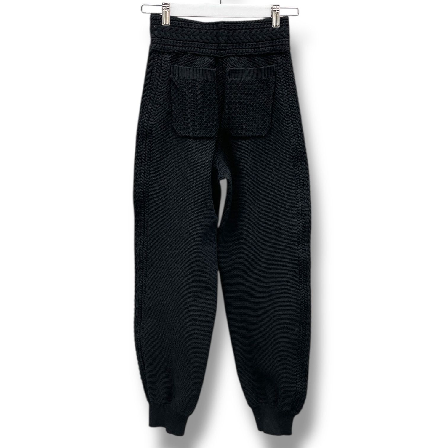 エッセンシャル ケーブル柄ニットパンツ スウェットパンツ ウエストゴム 2506 091 234 黒 ブラック レディース 秋 冬 ゴーゴー古着 18 No 1335