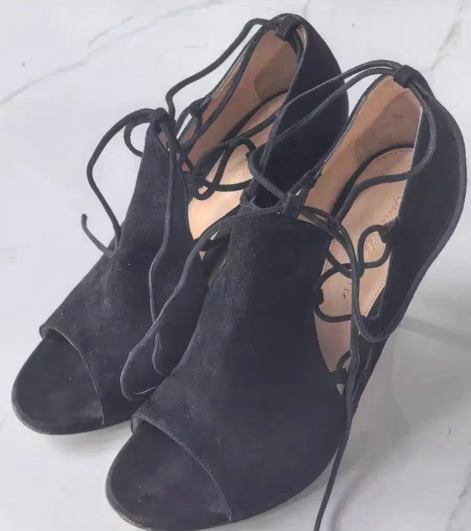 ジアンヴィト ロッシ スウェード ヒール ブラック レースアップ 38 5