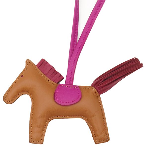 エルメス HERMES バッグチャーム ロデオPM アニョーミロ ゴールド×ルビー×ローズパープル 茶 赤 紫 Y刻印