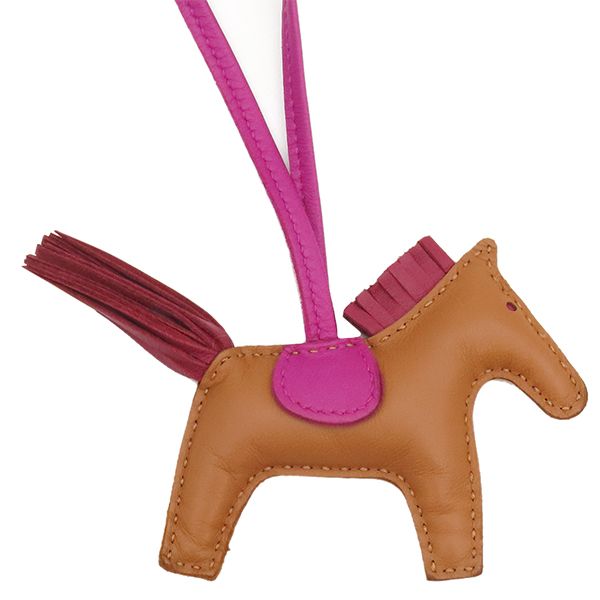 エルメス HERMES バッグチャーム ロデオPM アニョーミロ ゴールド ルビー ローズパープル 茶 赤 紫 Y刻印