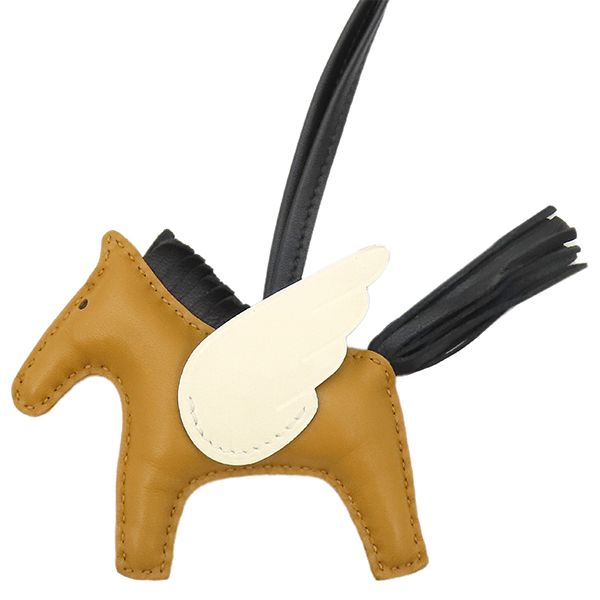 エルメス HERMES バッグチャーム ロデオPM ペガサス アニョーミロ セサミ×ブラック×ナタ 茶 黒 アイボリー B刻印 製