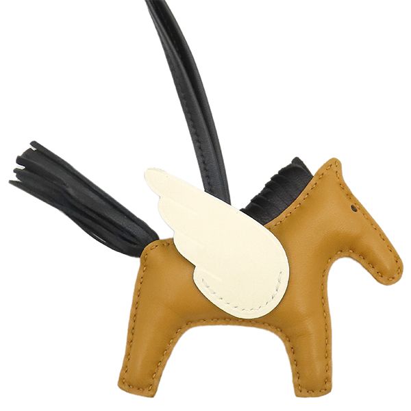 エルメス HERMES バッグチャーム ロデオPM ペガサス アニョーミロ セサミ×ブラック×ナタ 茶 黒 アイボリー B刻印 製