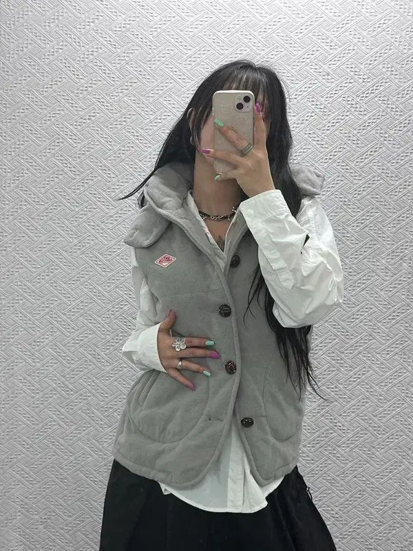 ダントン ヴィンテージ 폭닥 華奢 ウール フード ダウン ベスト 40 C 07266