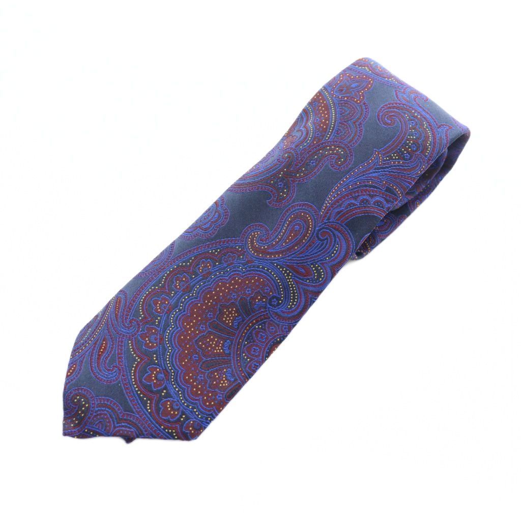 エトロ ETRO ネクタイ レギュラータイ 絹 シルク ペイズリー柄 ロゴ 絹