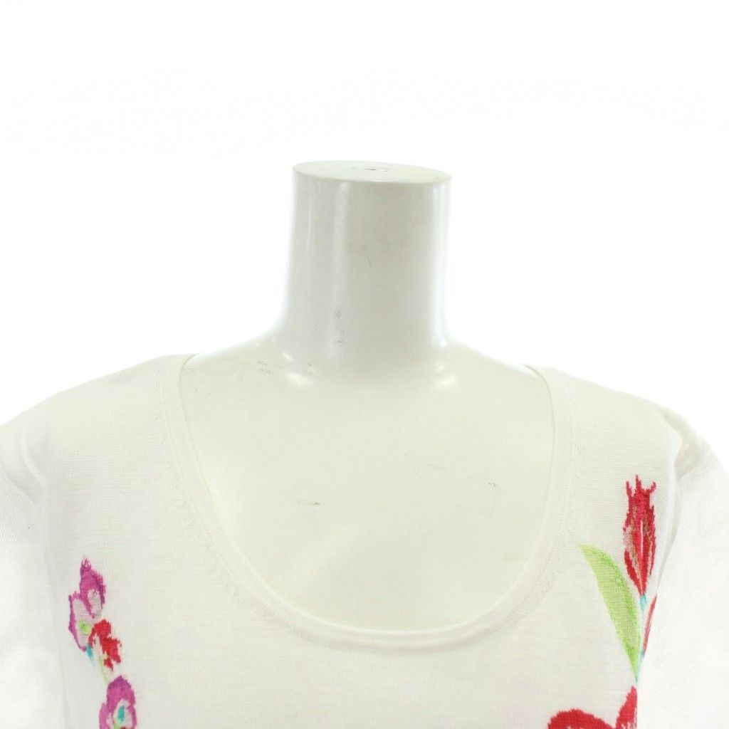 レオナール LEONARD ニット セーター シルク混 半袖 クルーネック 花柄