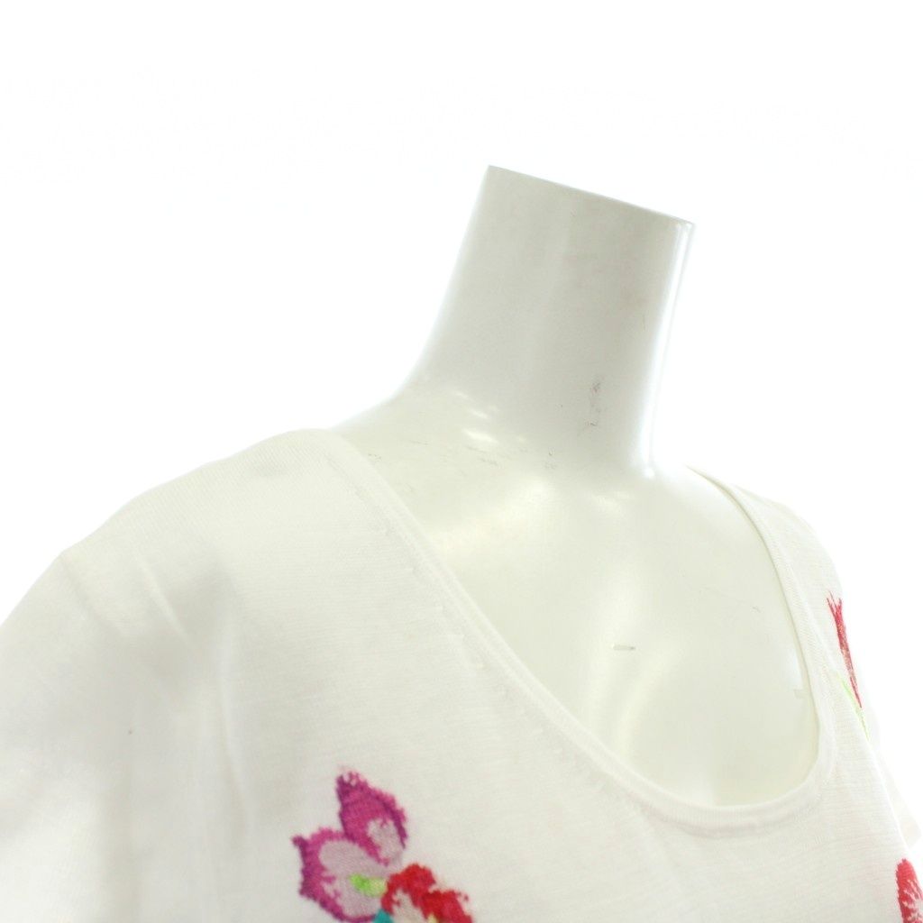 レオナール LEONARD ニット セーター シルク混 半袖 クルーネック 花柄