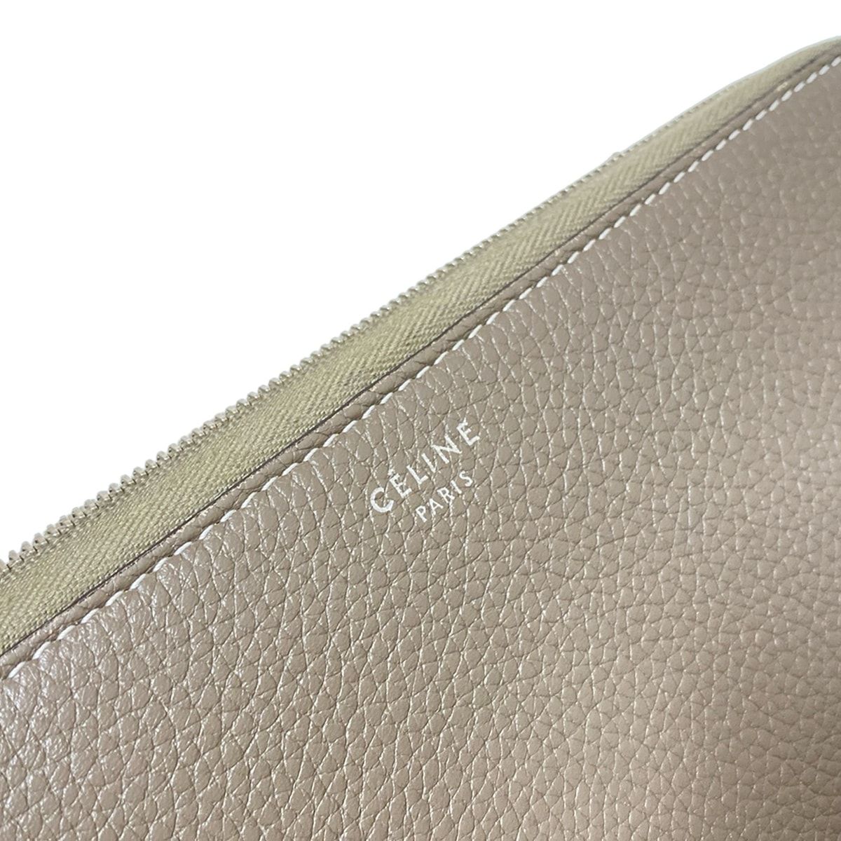 CELINE(セリーヌ) 長財布 - グレー ラウンドファスナー レザー - メルカリ