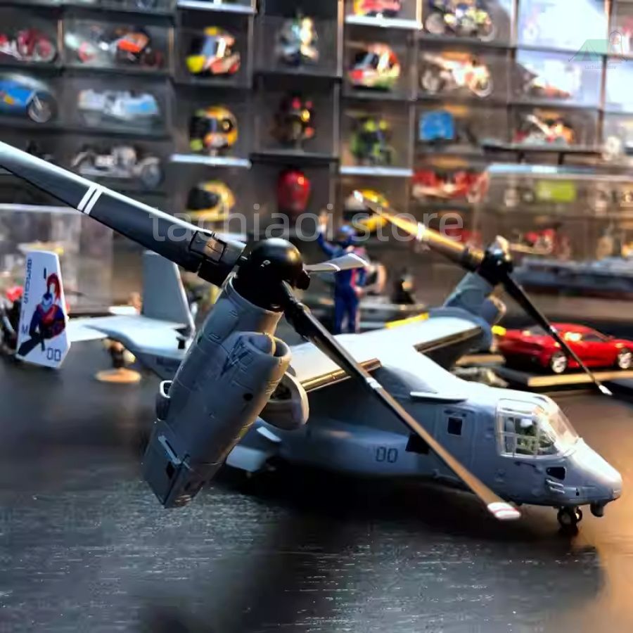 1 72 スケール 合金製 航空機モデル V 22 オスプレイ ティルトローター機 完成品 金属モデル ヘリコプター 置物 プロペラ回転可 折りたたみ翼