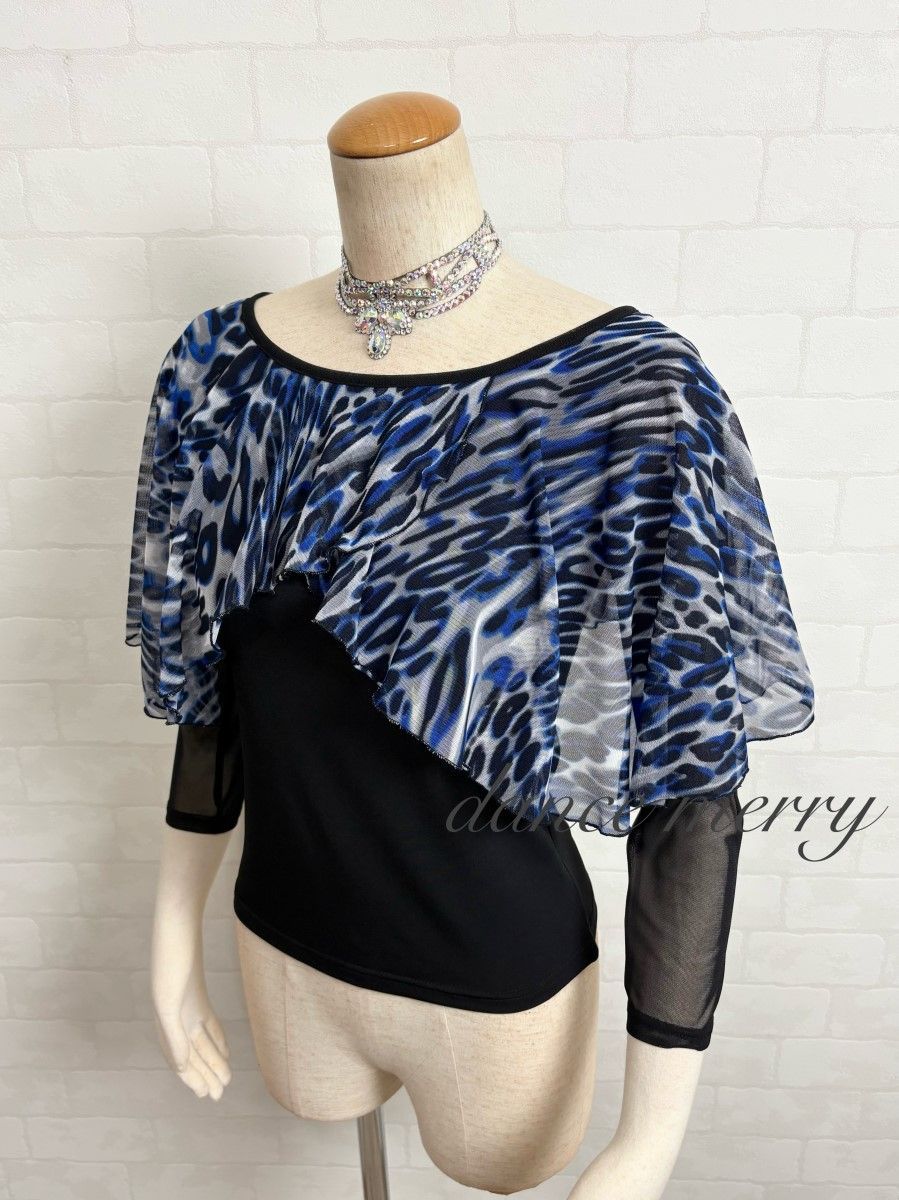 MERRY】新品 社交ダンス ツーピース セットアップ 青 黒 白 パーティ