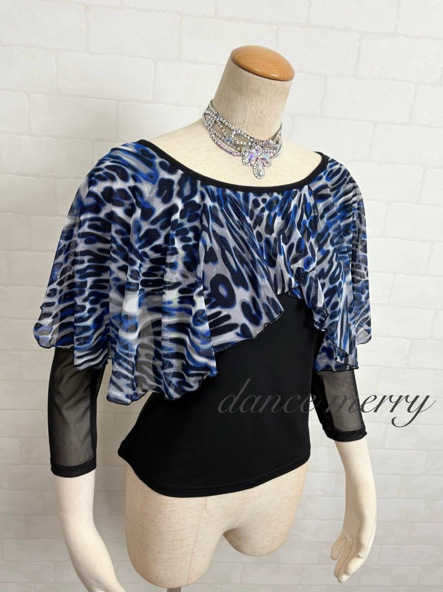 MERRY】新品 社交ダンス ツーピース セットアップ 青 黒 白 パーティ