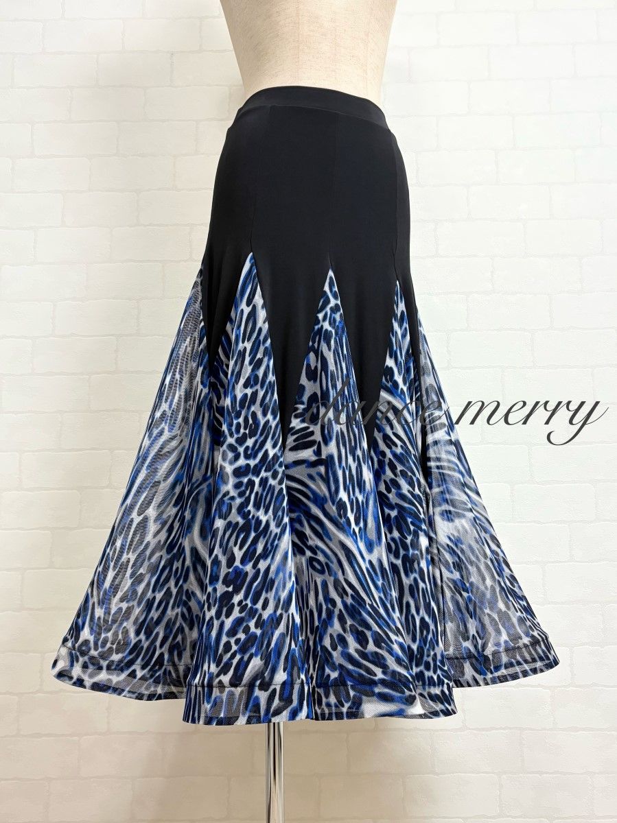 MERRY】新品 社交ダンス ツーピース セットアップ 青 黒 白 パーティ