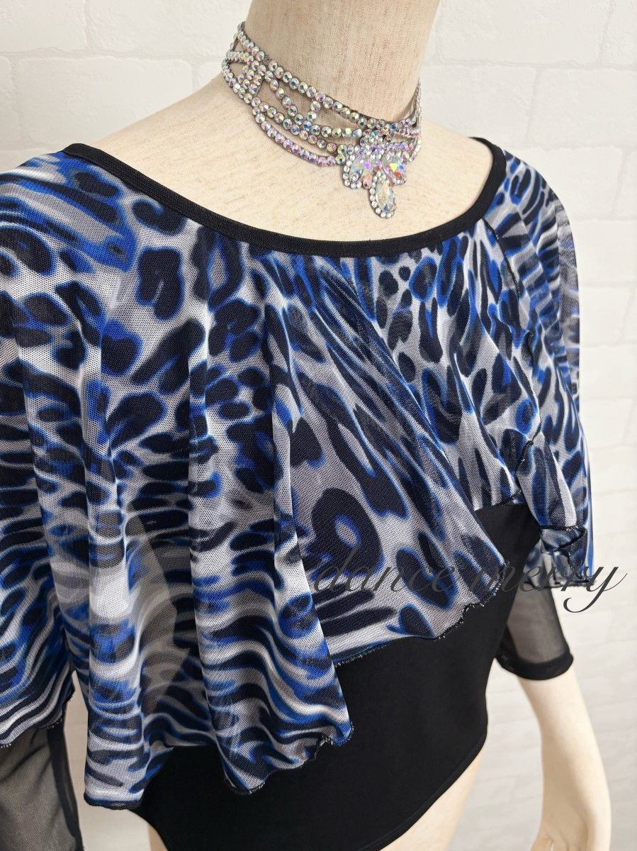 MERRY】新品 社交ダンス ツーピース セットアップ 青 黒 白 パーティ