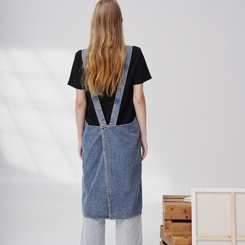 デニム エプロン サロペット風 レディース おしゃれ かわいい 作業用