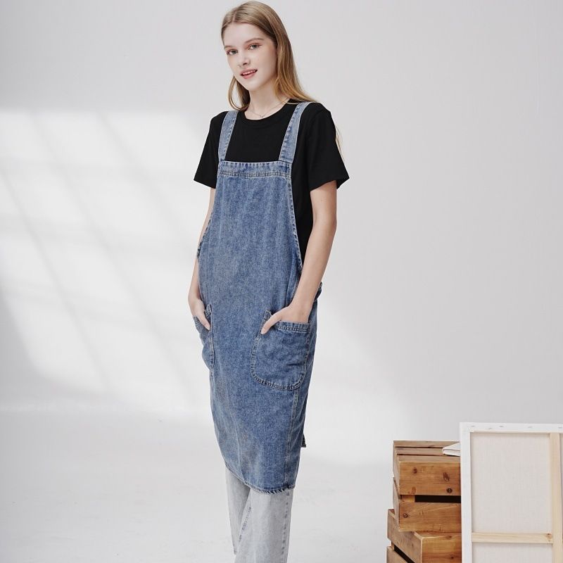 デニム エプロン サロペット風 レディース おしゃれ かわいい 作業用