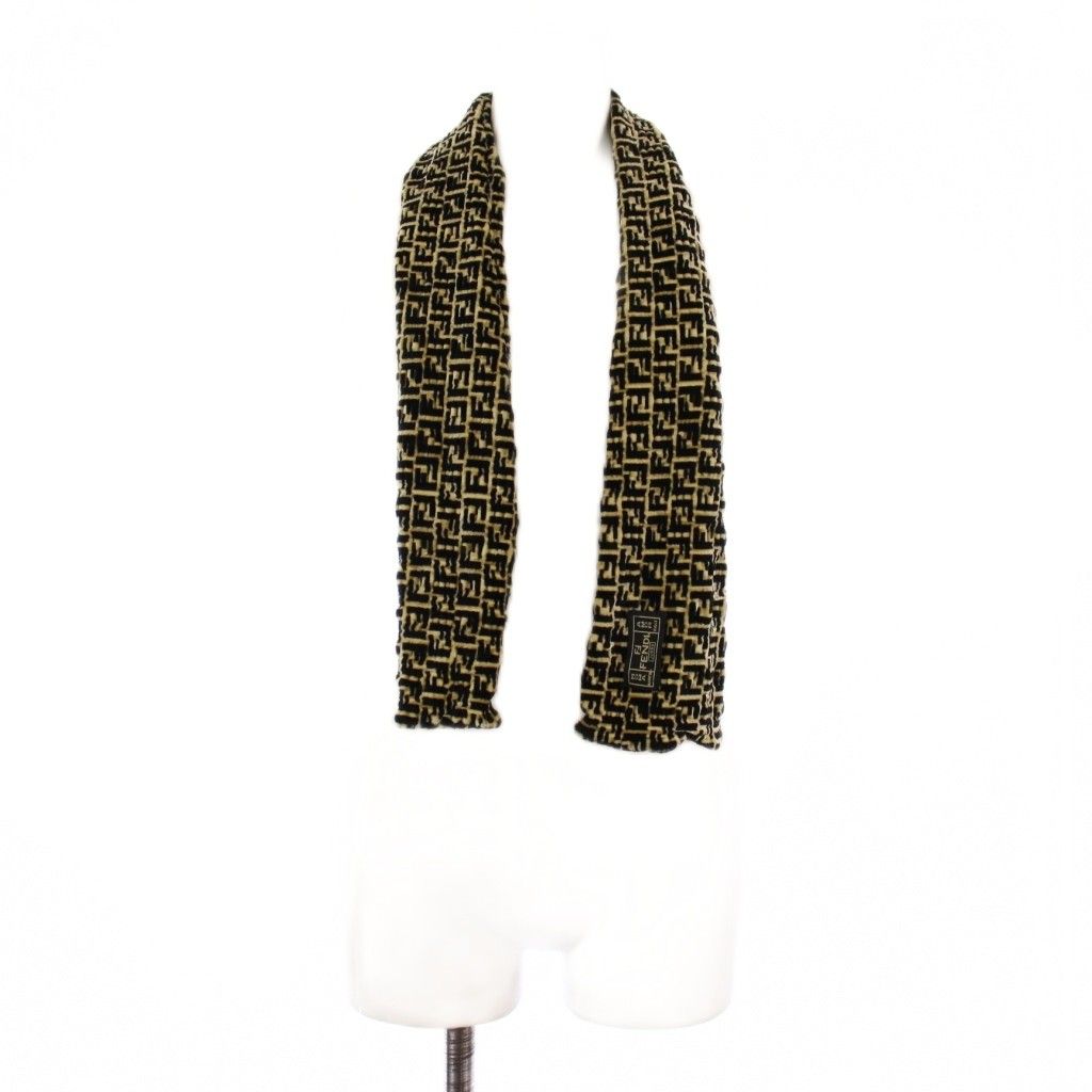 フェンディ FENDI マフラー ストール ズッカ柄 ブラック ベージュ /BM