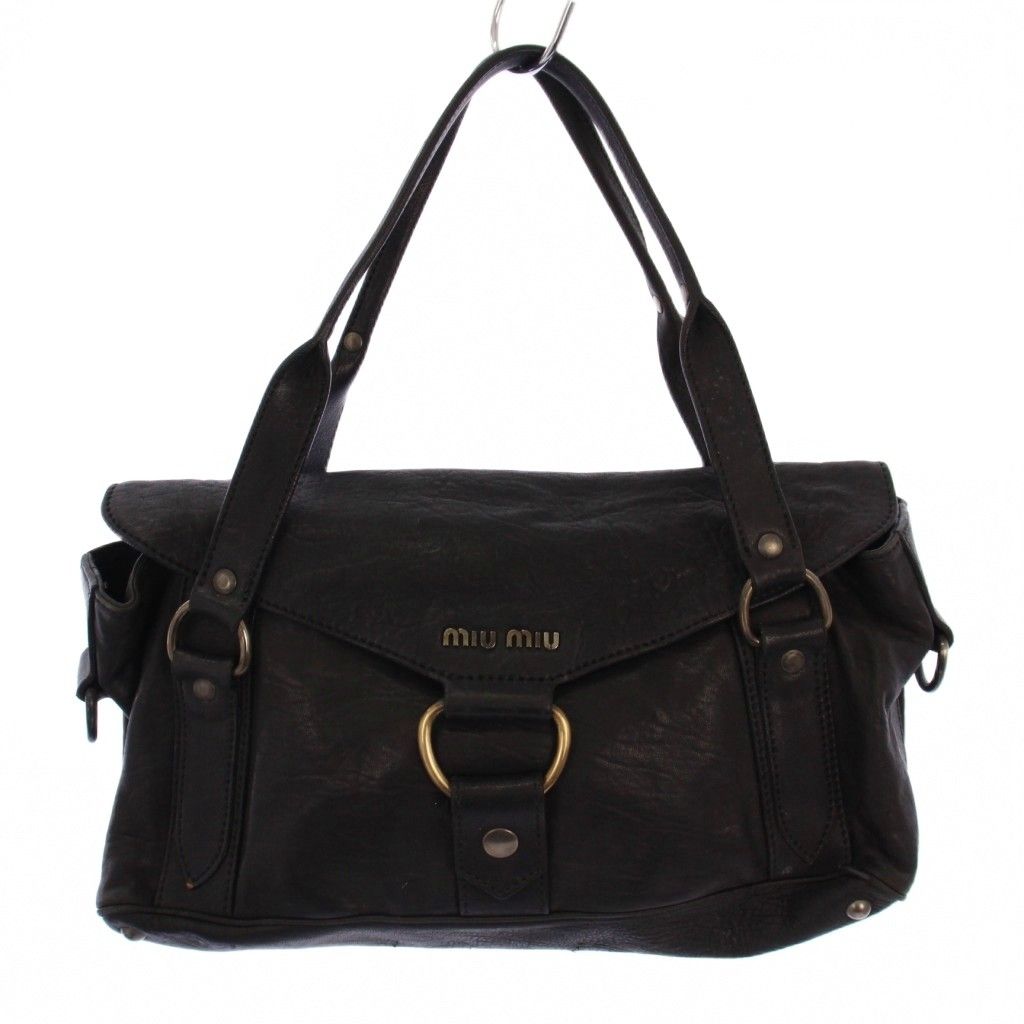 ミュウミュウ miumiu ヴィッテロルクスハンドバッグ レザー ブラック