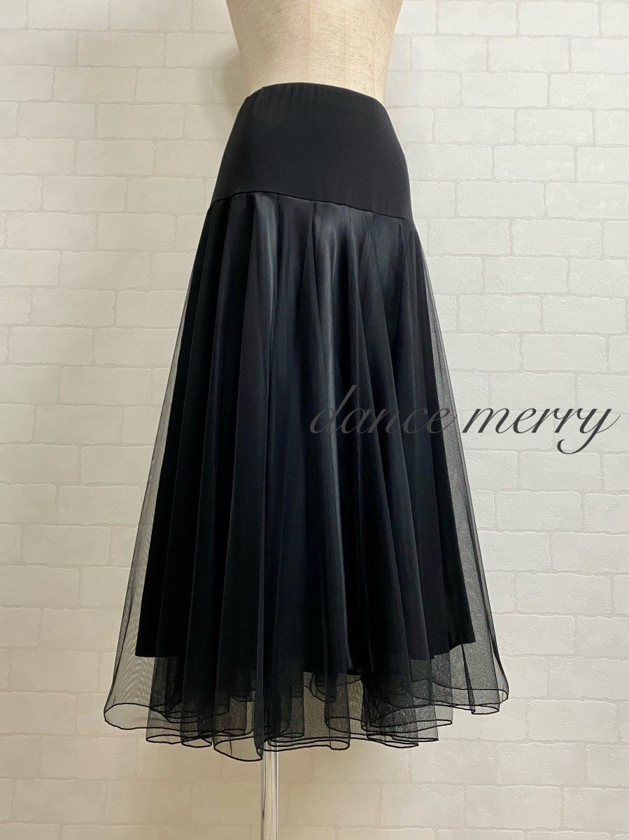 2点セット 新品 社交ダンス 黒 ベルト付き 節約 メッシュ パーティ