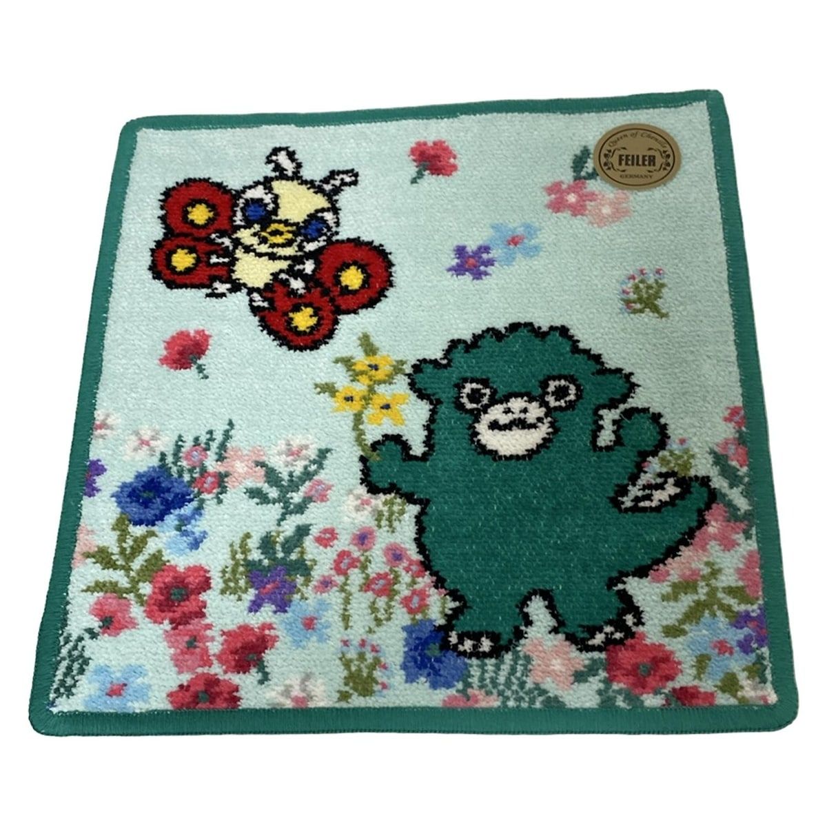 FEILER フェイラー 小物 - ライトグリーン×グリーン×マルチ ハンドタオル ちびゴジラウィズちびモスラ ChibiGODZILLAコラボ