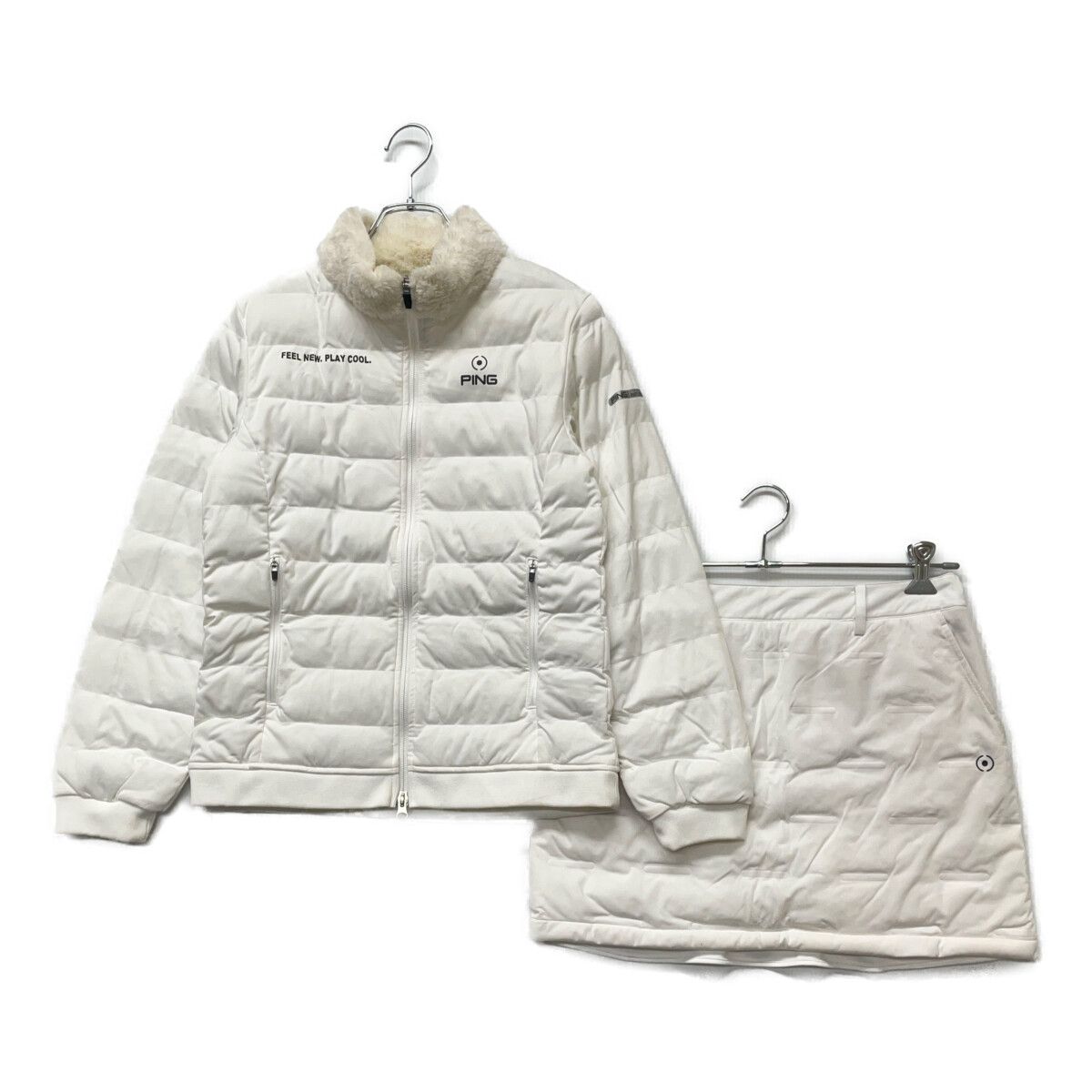 中古 レディース ピン PING セットアップ M L 白 ホワイト 訳あり上下