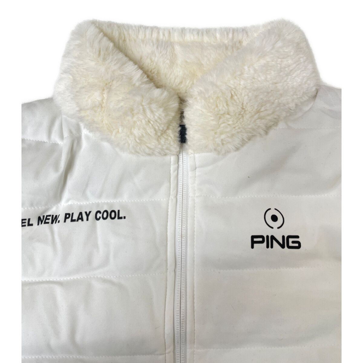 【新品未使用】ピンPING セットアップ M ホワイト ジップブルゾン×スカート 中古 レディース ピン PING セットアップ M L 白 ホワイト 訳あり上下