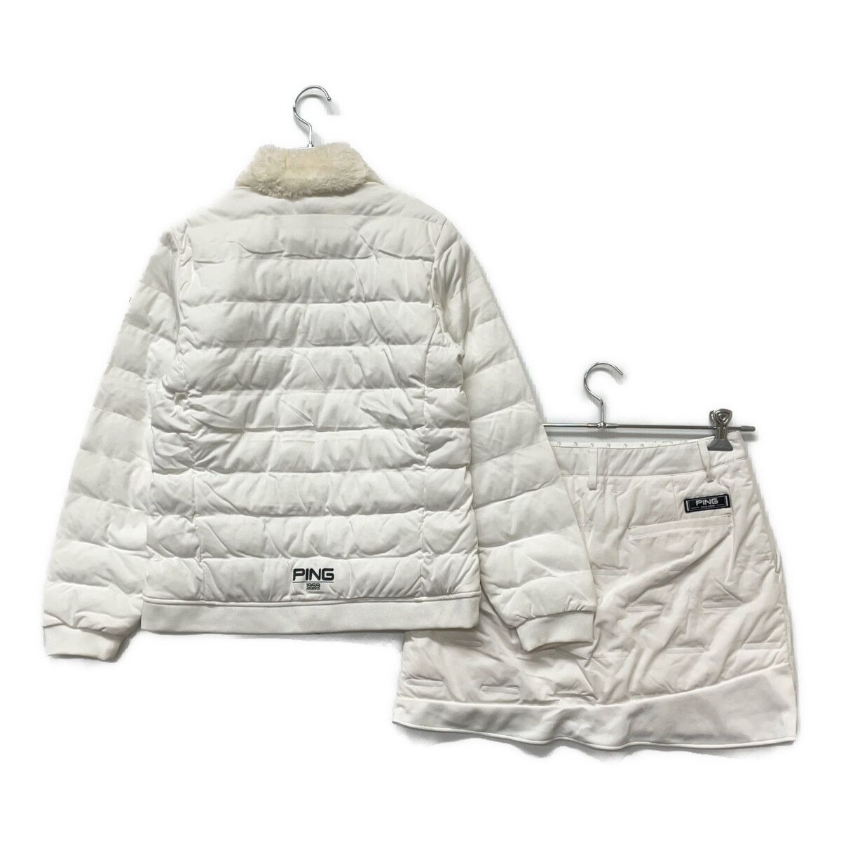 中古 レディース ピン PING セットアップ M L 白 ホワイト 訳あり上下