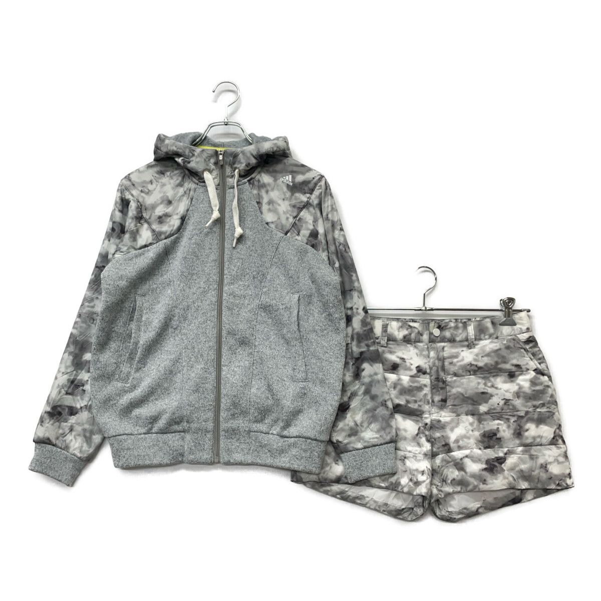 レディース アディダスゴルフ adidas GOLF セットアップ L グレー 中わた 長袖ブルゾン ショートパンツ