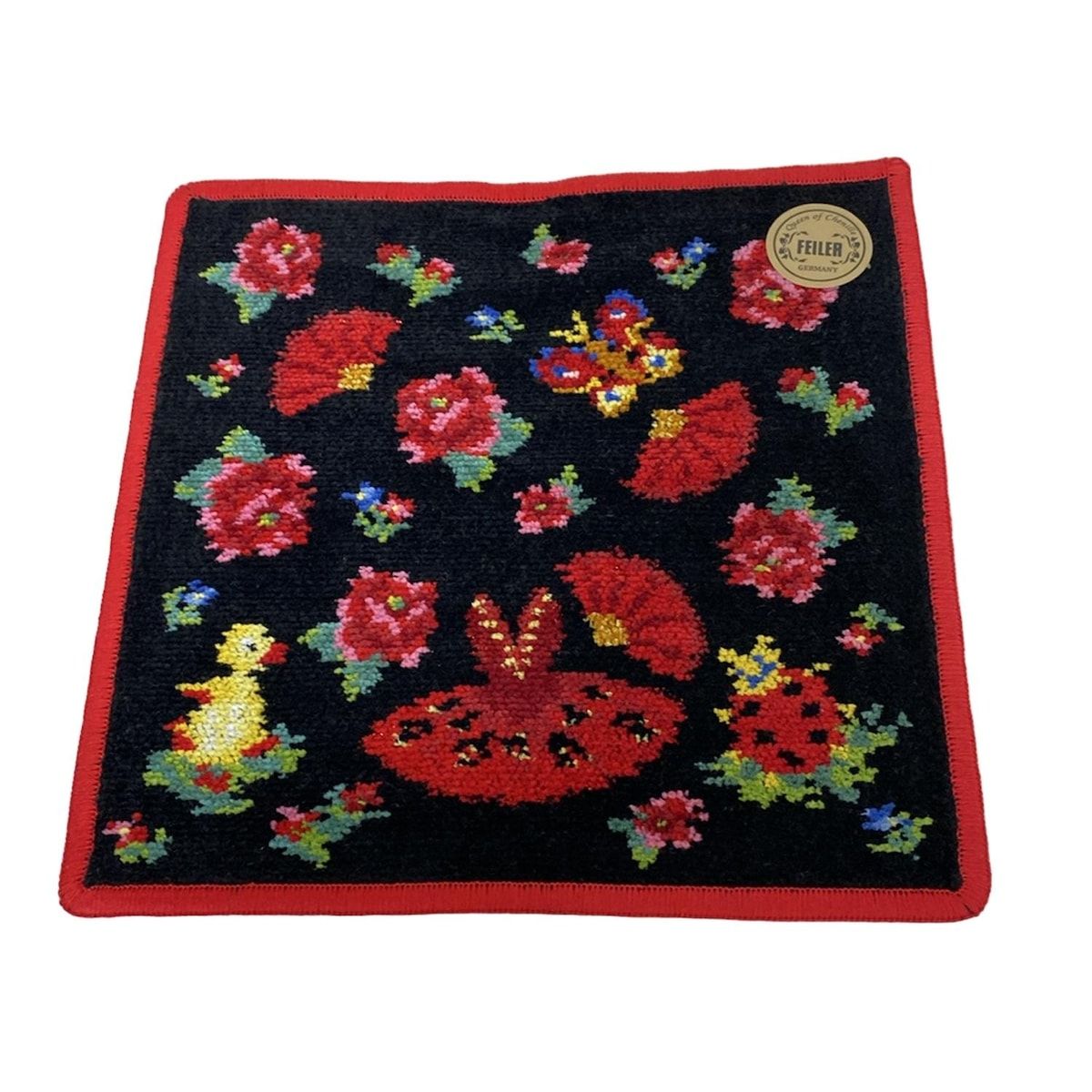 FEILER フェイラー 小物 - 黒×レッド×マルチ ハンドタオル ハイジキトリ ラメ Chacottコラボ