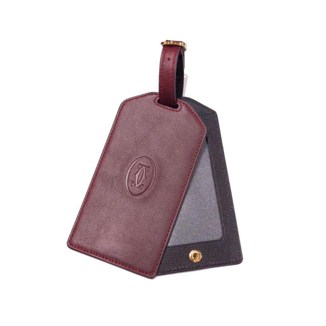 Cartier カルティエ ラゲージタグ ネームタグ バッグチャーム ボルドー レザー