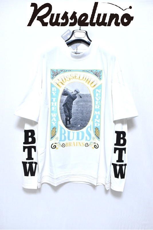 新品 ラッセルノ ゴルフ レイヤード プリント モックネック L/S 4(M) RS-2310601 ホワイト ゴルフウェア