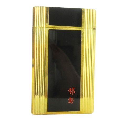 エステーデュポン S T DUPONT ライン1 ライター 喫煙具 ガス サイドローラー式 都彭 都彰 ストライプ 火花 済み 黒 ブラック ゴールド CK 19 GY 18