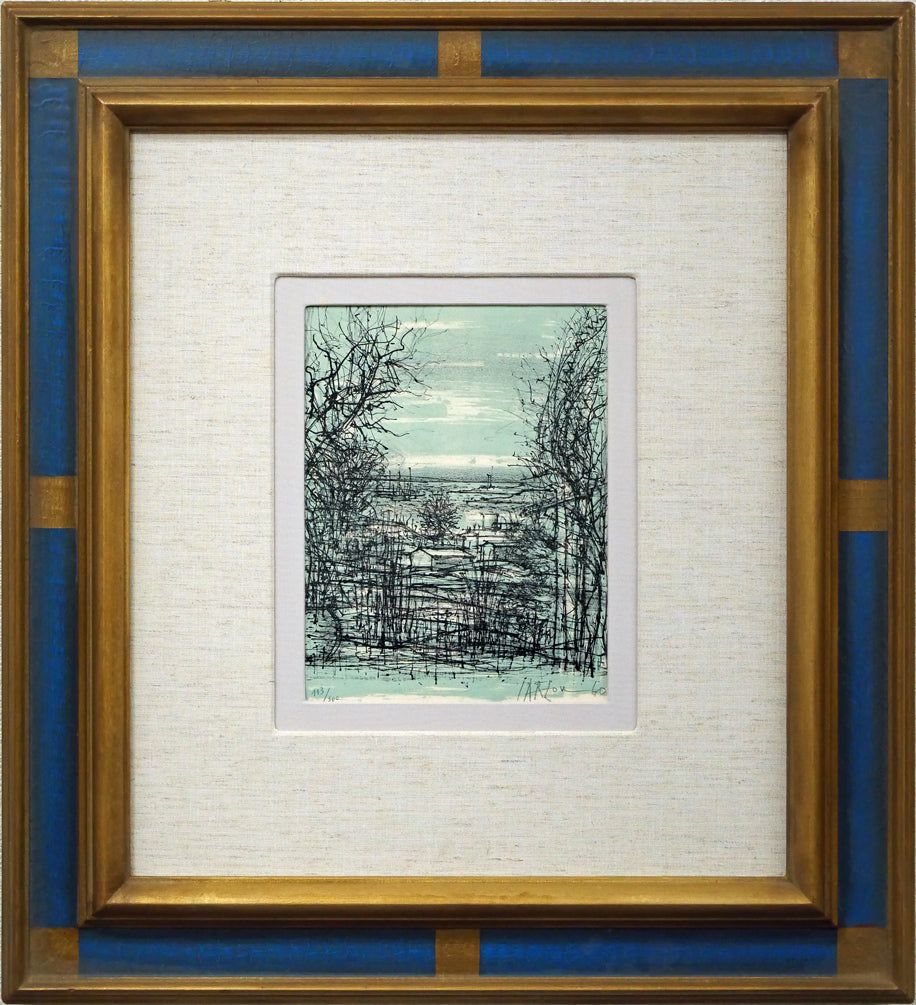 ジャン カルズー(Jean CARZOU)「冬の丘」リトグラフ 細く鋭い描線で