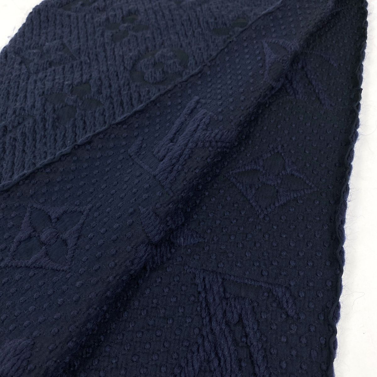 LOUIS VUITTON 濃紺　ロゴマニア　マフラー ルイ・ヴィトン Louis Vuitton エシャルプ ロゴ マニア モノグラム