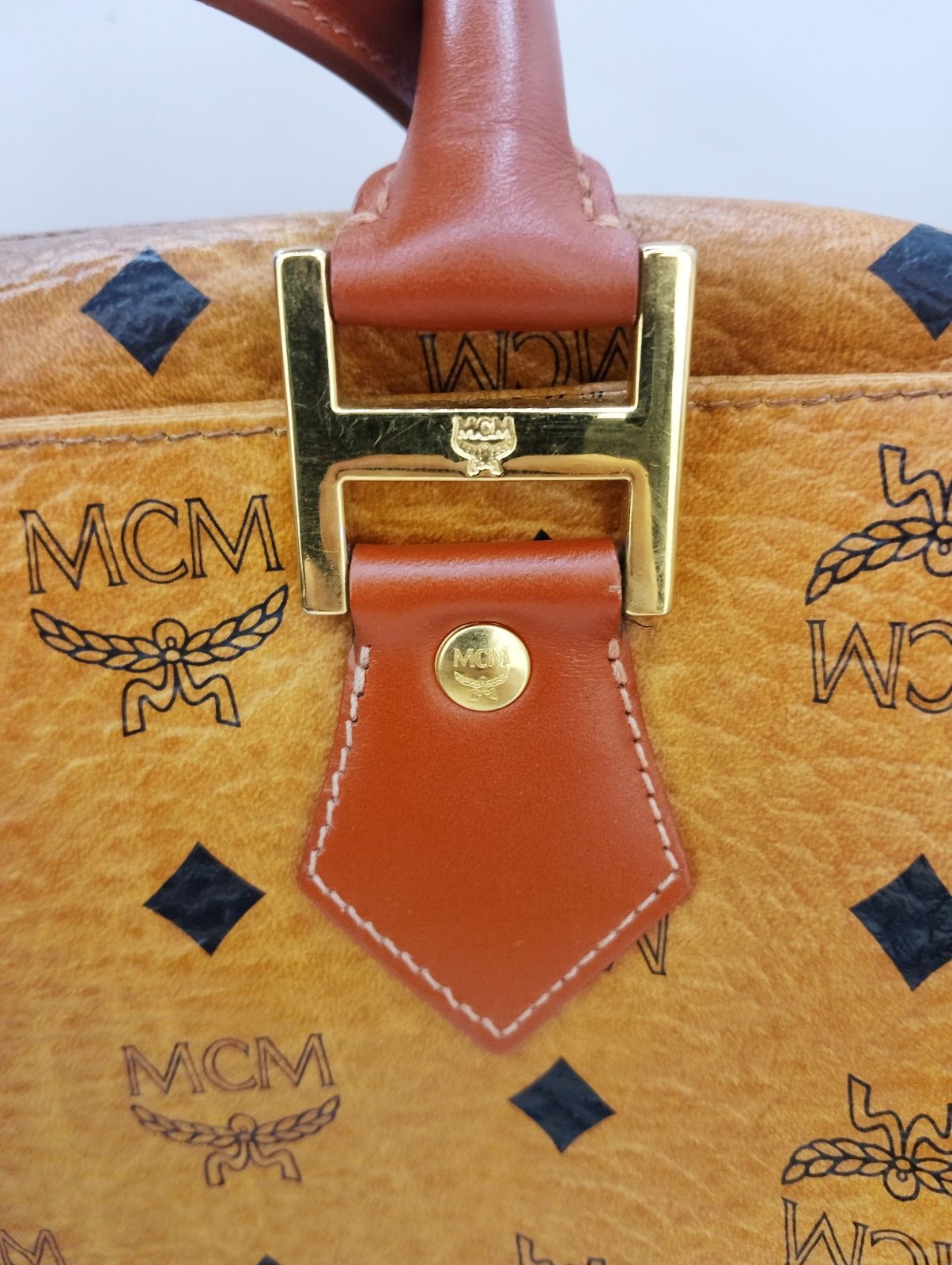 MCM モノグラム ロゴプリント ハンドバッグ ボストンバッグ