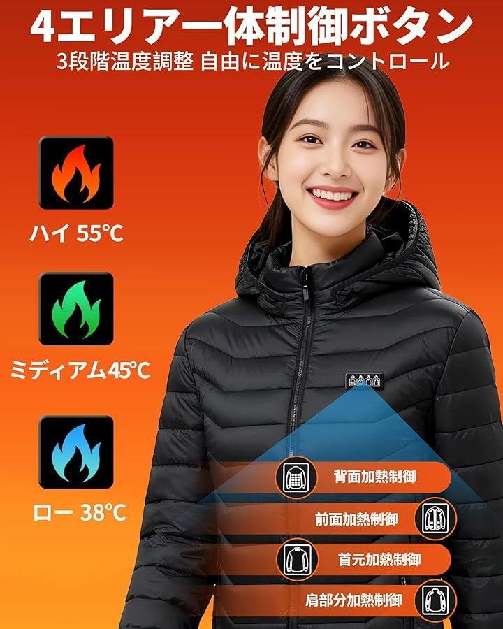 UGIUGI 電熱ヒーター ジャケット 男女兼用 26 箇所発熱・超速暖 電池別売 3 段階温度調整 DC/USB 給電式 急速発熱 冬用防寒 軽量ヒートジャケット 作業用・アウトドア向き あったかジャケット (