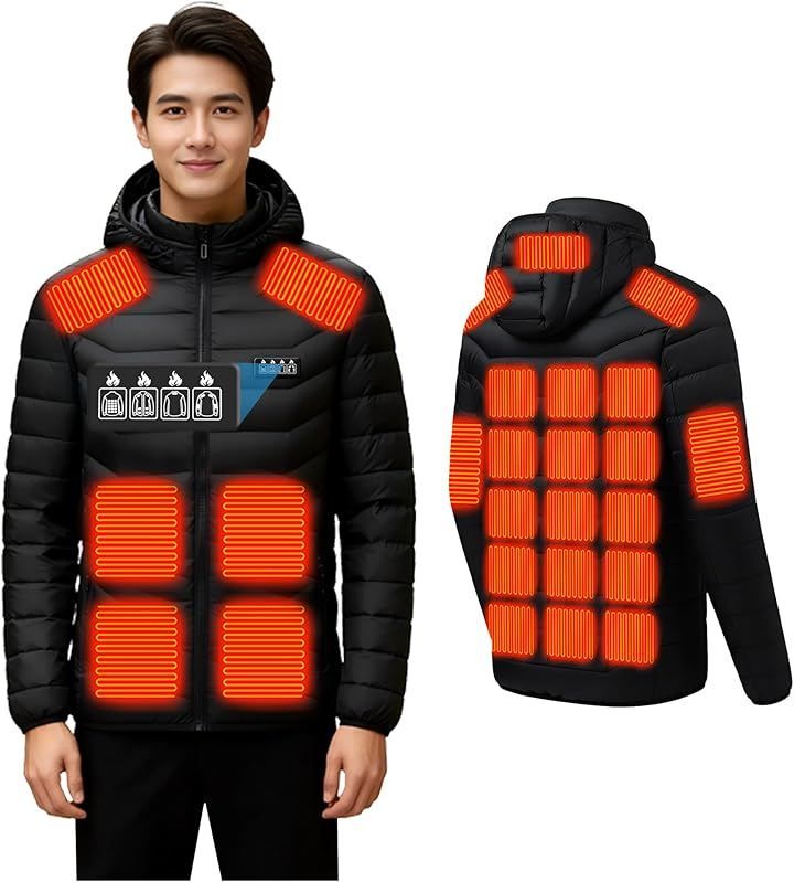 UGIUGI 電熱ヒーター ジャケット 男女兼用 26 箇所発熱・超速暖 電池別売 3 段階温度調整 DC/USB 給電式 急速発熱 冬用防寒 軽量ヒートジャケット 作業用・アウトドア向き あったかジャケット (