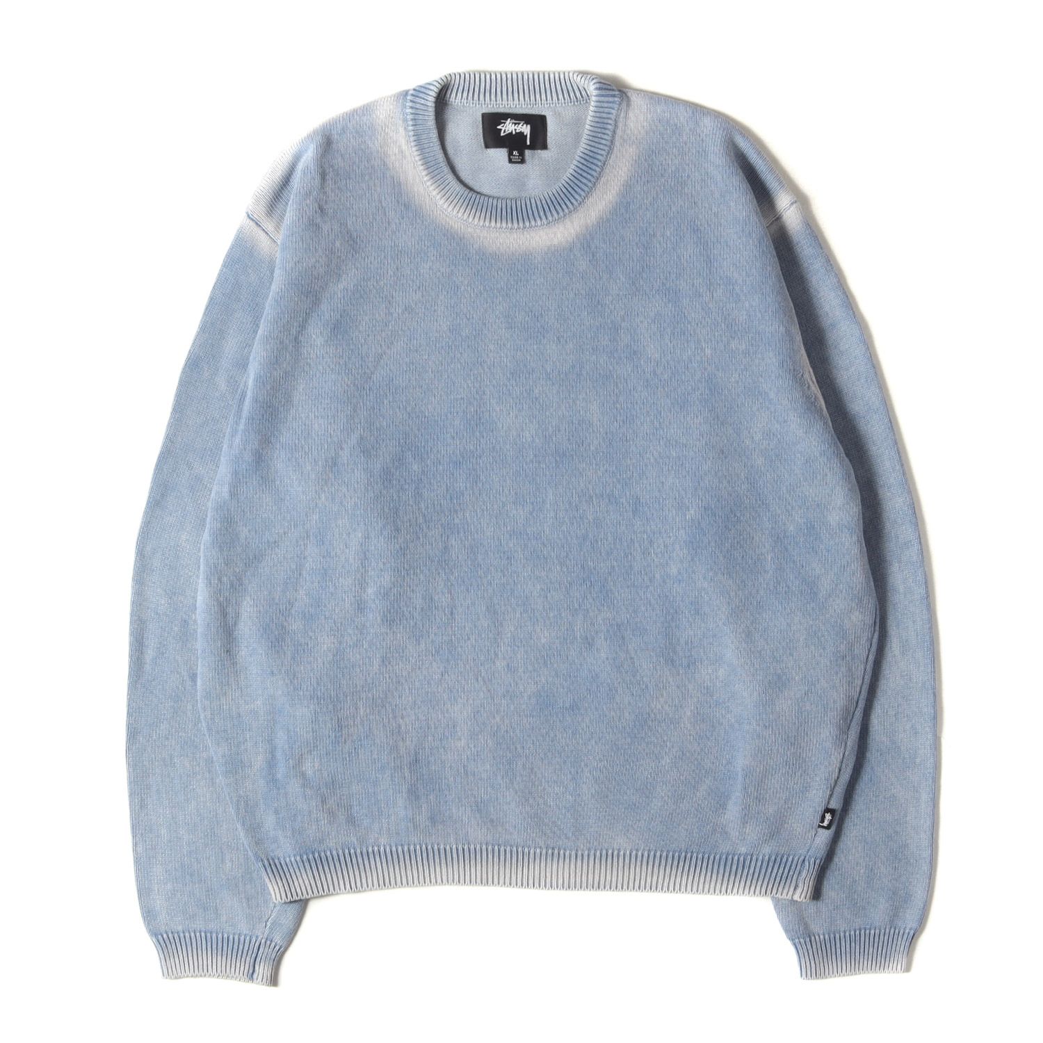 STUSSY ステューシー ニット ブルー サイズ:XL | 24AW フェード加工 コットンニット セーター (FADED COTTON CREW) | トップス プルオーバー【メンズ】【中古】【K4654】 STUSSY ステューシー ニット ブルー サイズ:XL | 24AW フェード加工