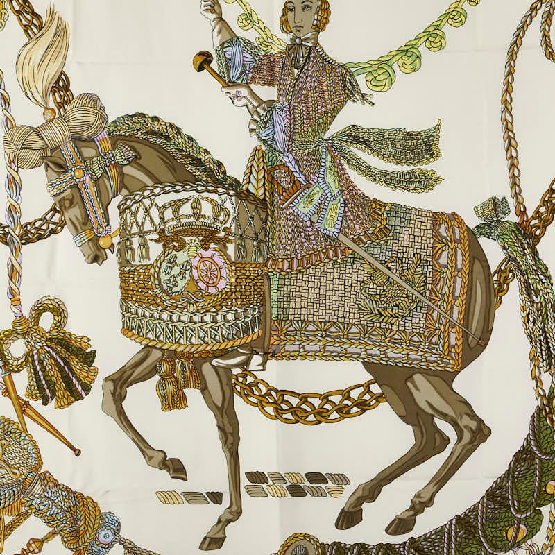 エルメス カレ90 Le Timbalier ティンパニ奏者 ピンク ホワイト マルチ