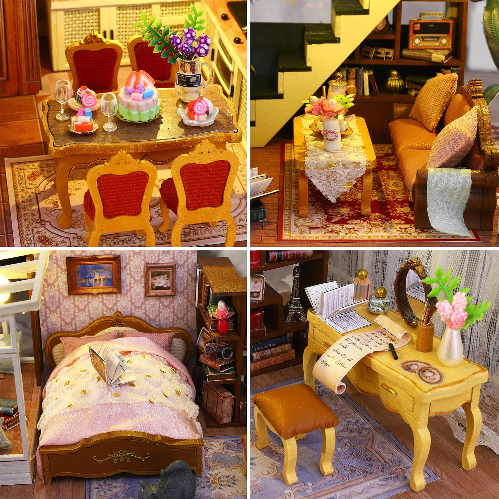 数量 Borrowed Romantic 14歳以上 子供用 ホリデー プレゼント - Ha LEDライト オルゴール ダストカバー クラフトセット ドールハウス 木製ミニチュア DIY 1 24 Spilay