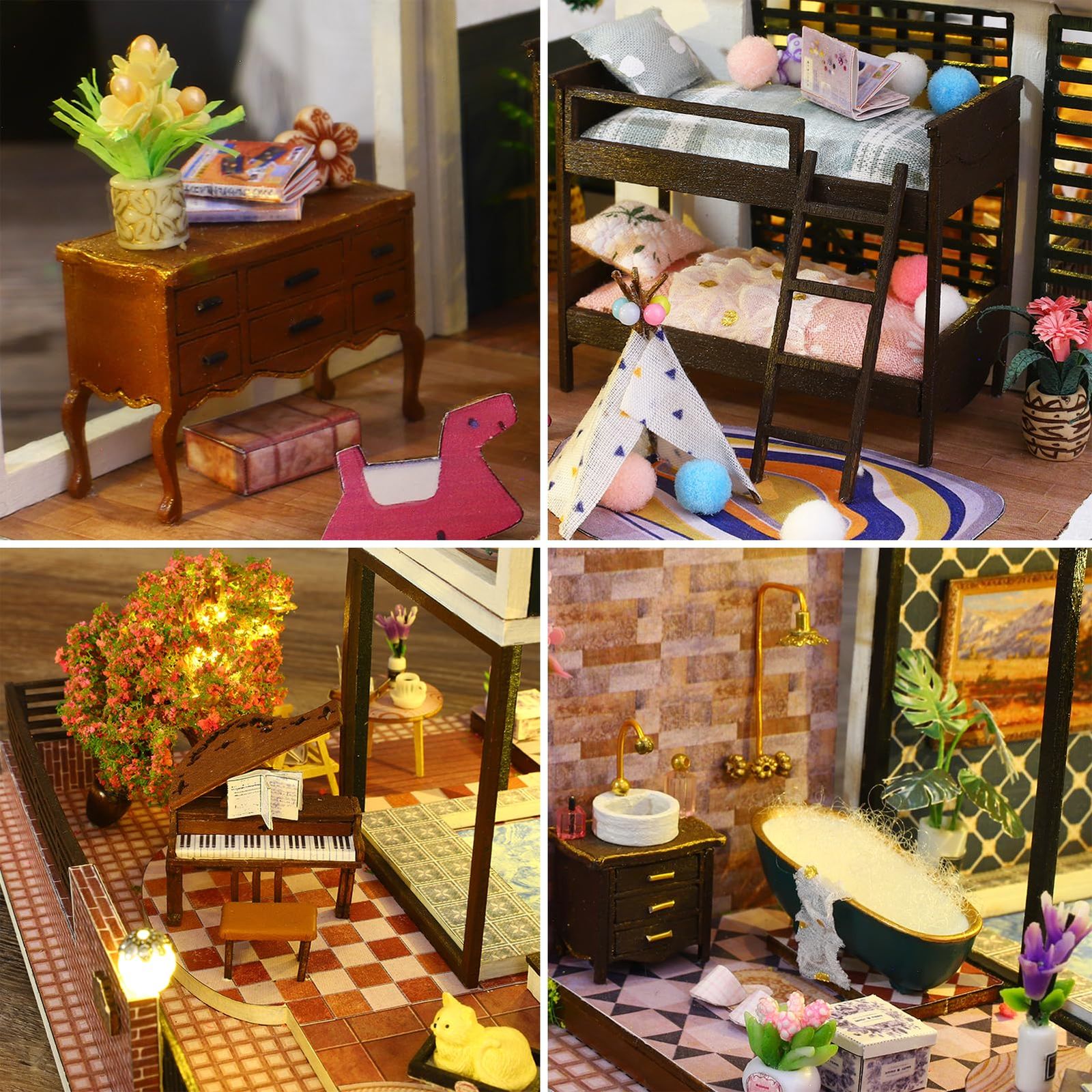 数量 Borrowed Romantic 14歳以上 子供用 ホリデー プレゼント - Ha LEDライト オルゴール ダストカバー クラフトセット ドールハウス 木製ミニチュア DIY 1 24 Spilay ドールボディ その他 